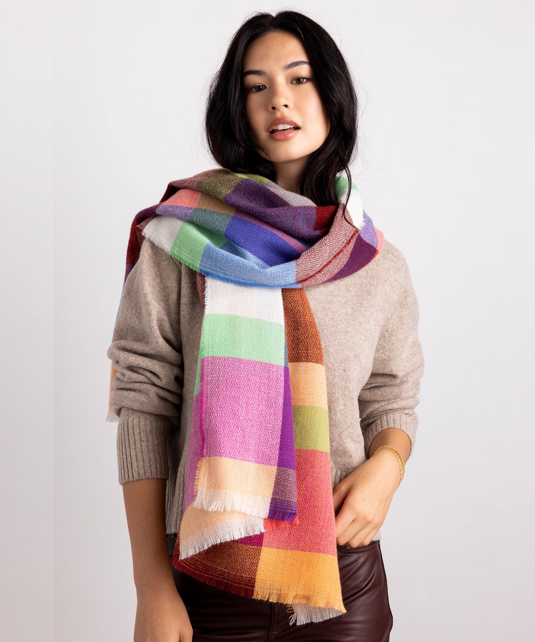 Lucinda Scarf in color Multi on a model