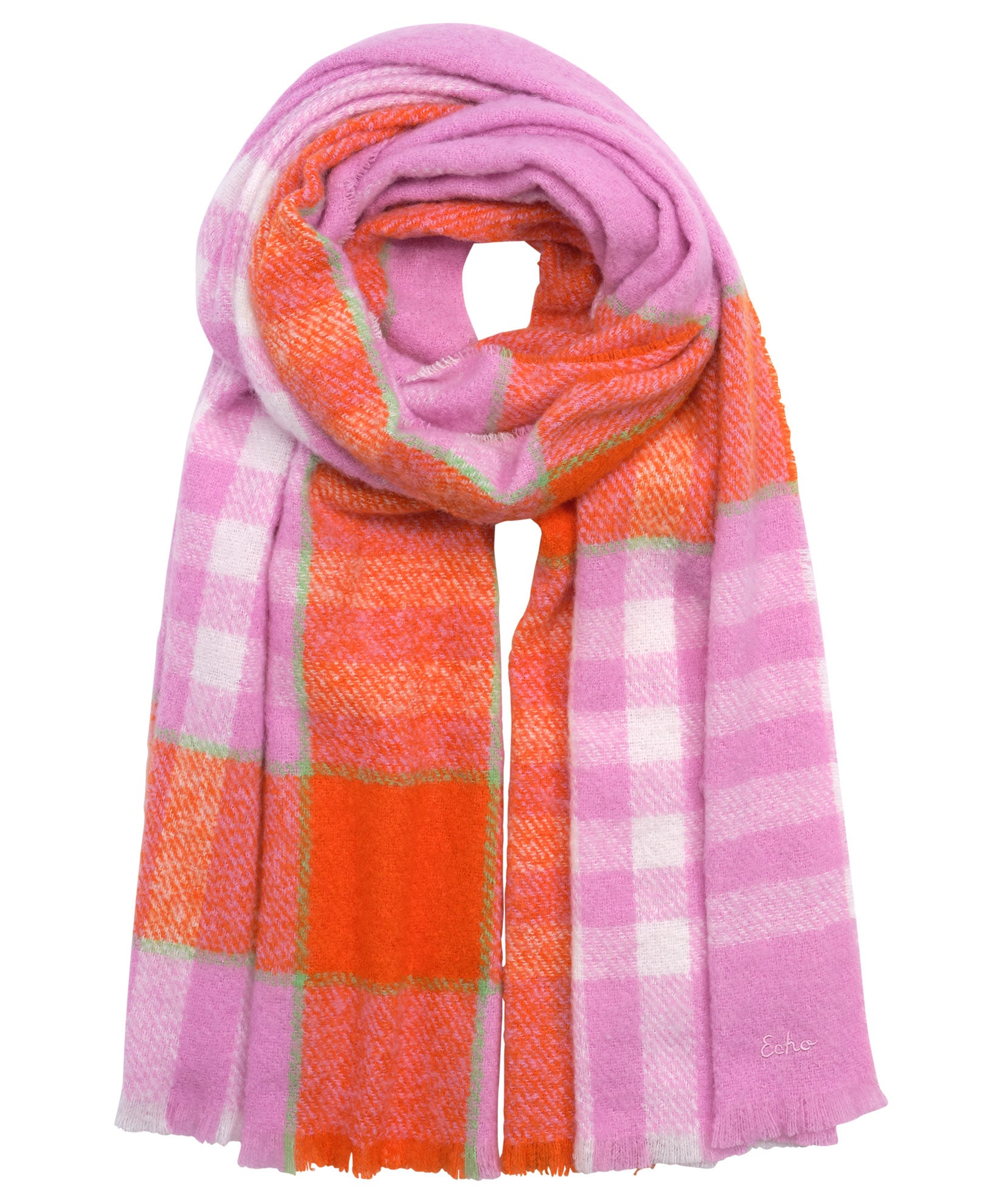 Buzzy Plaid Scarf in color Candy Pink