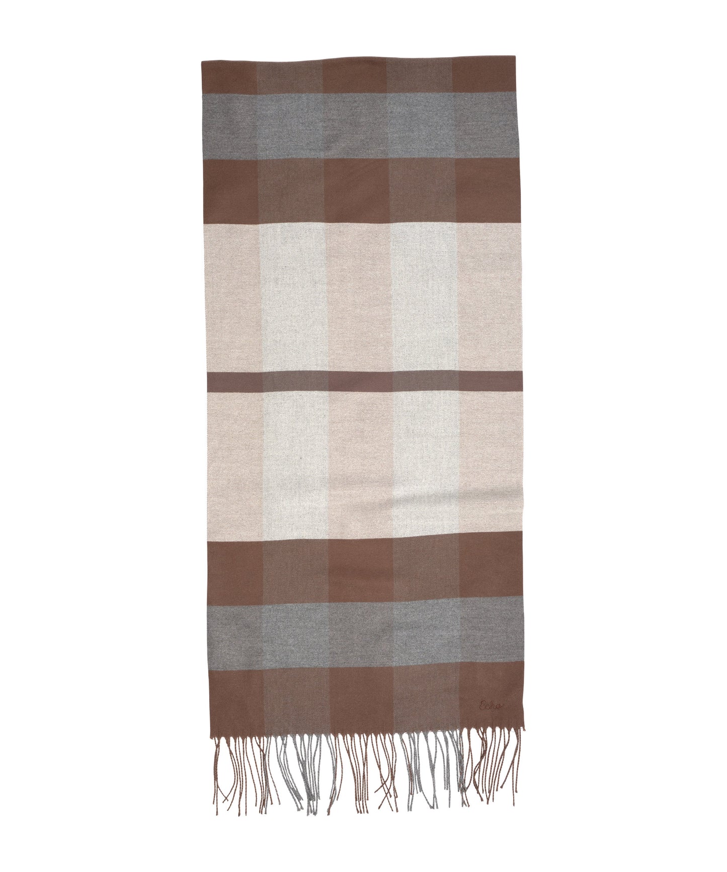 Blocked Plaid Scarf in color Charcoal Heather