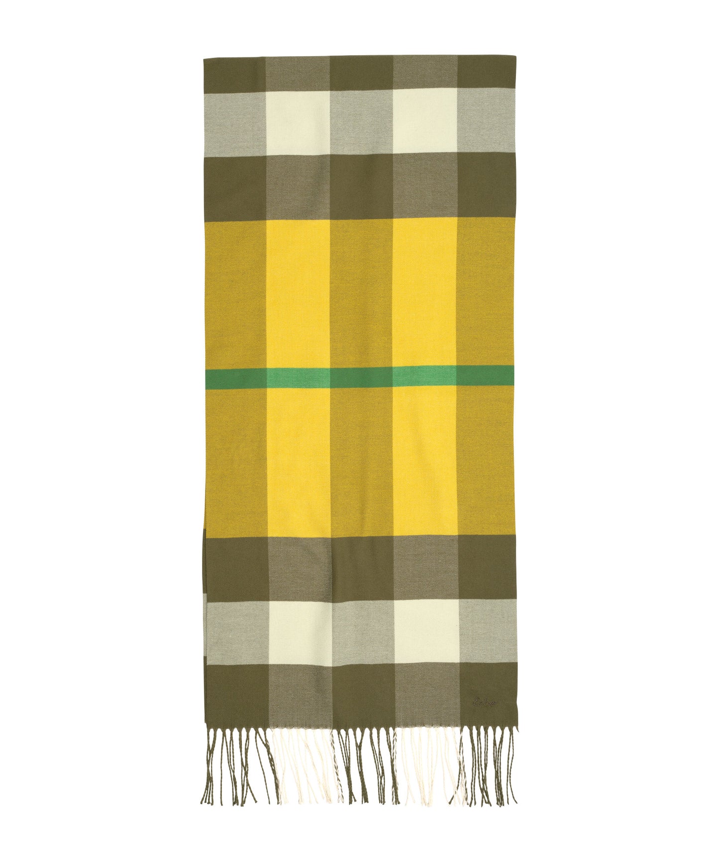 Blocked Plaid Scarf in color Olive