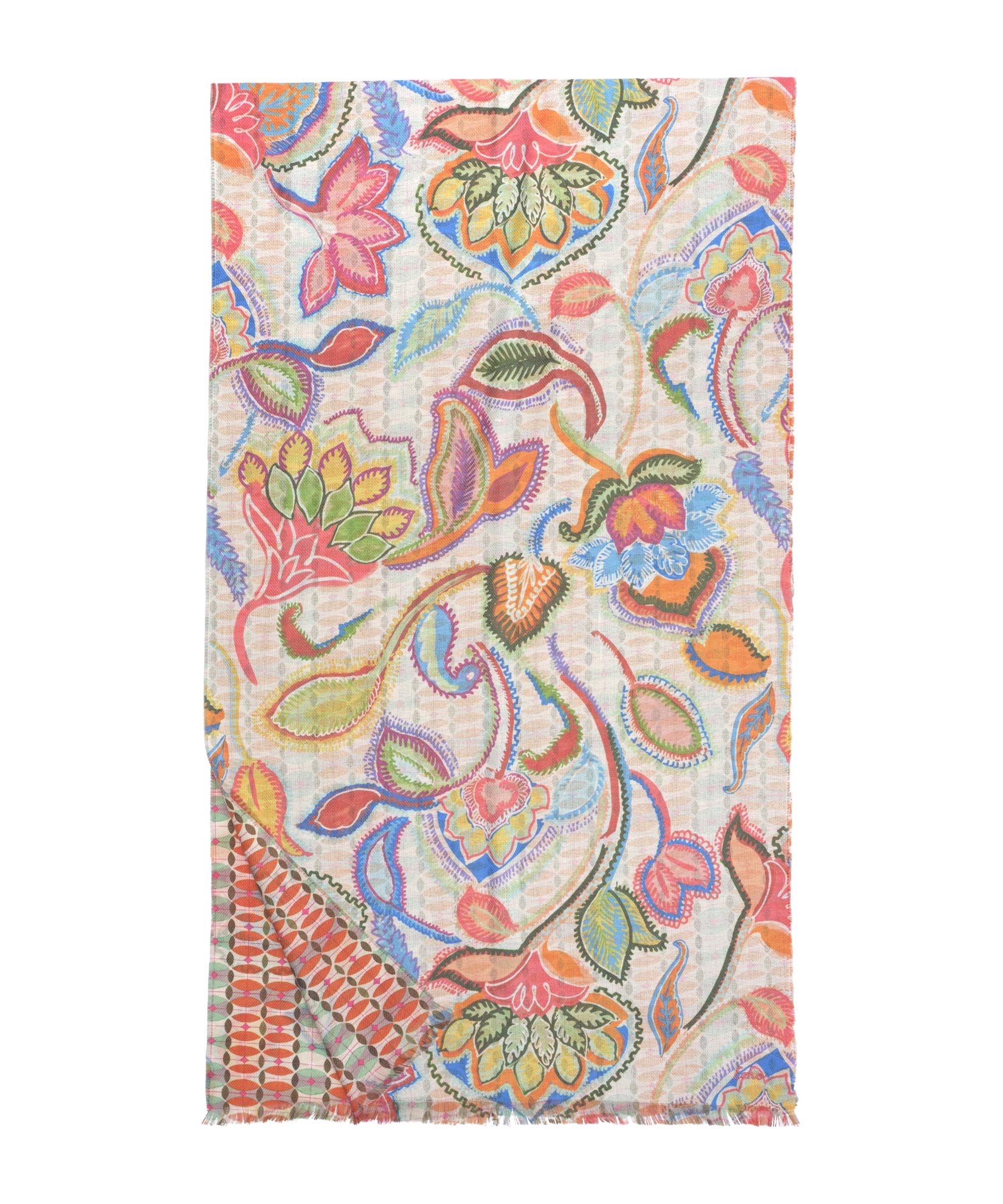 Hypnotic Garden Double Face Scarf in color Cream