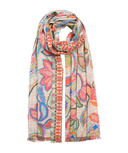 Hypnotic Garden Double Face Scarf in color Cream