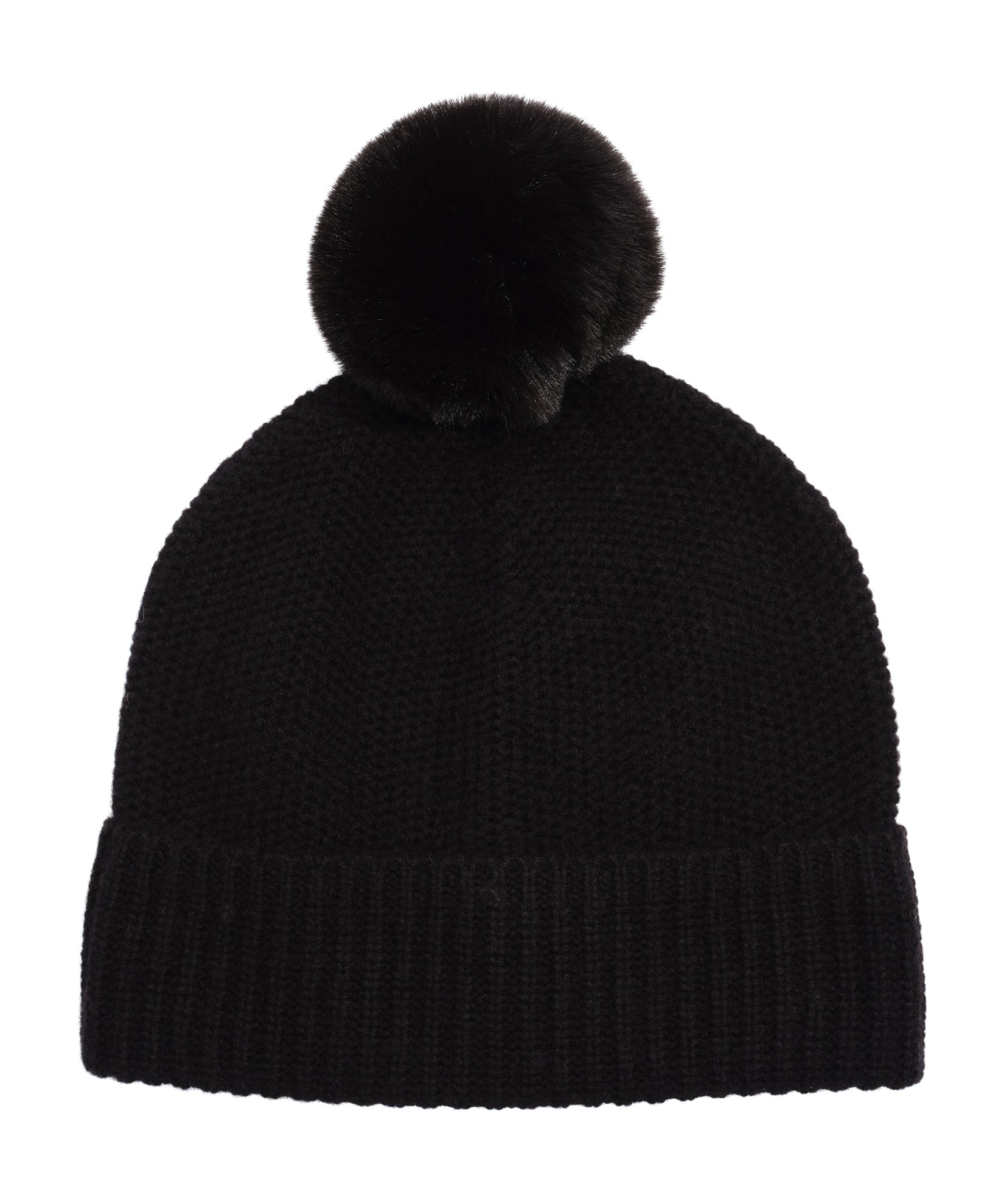 Wool/Cashmere Honeycomb Beanie in color Black