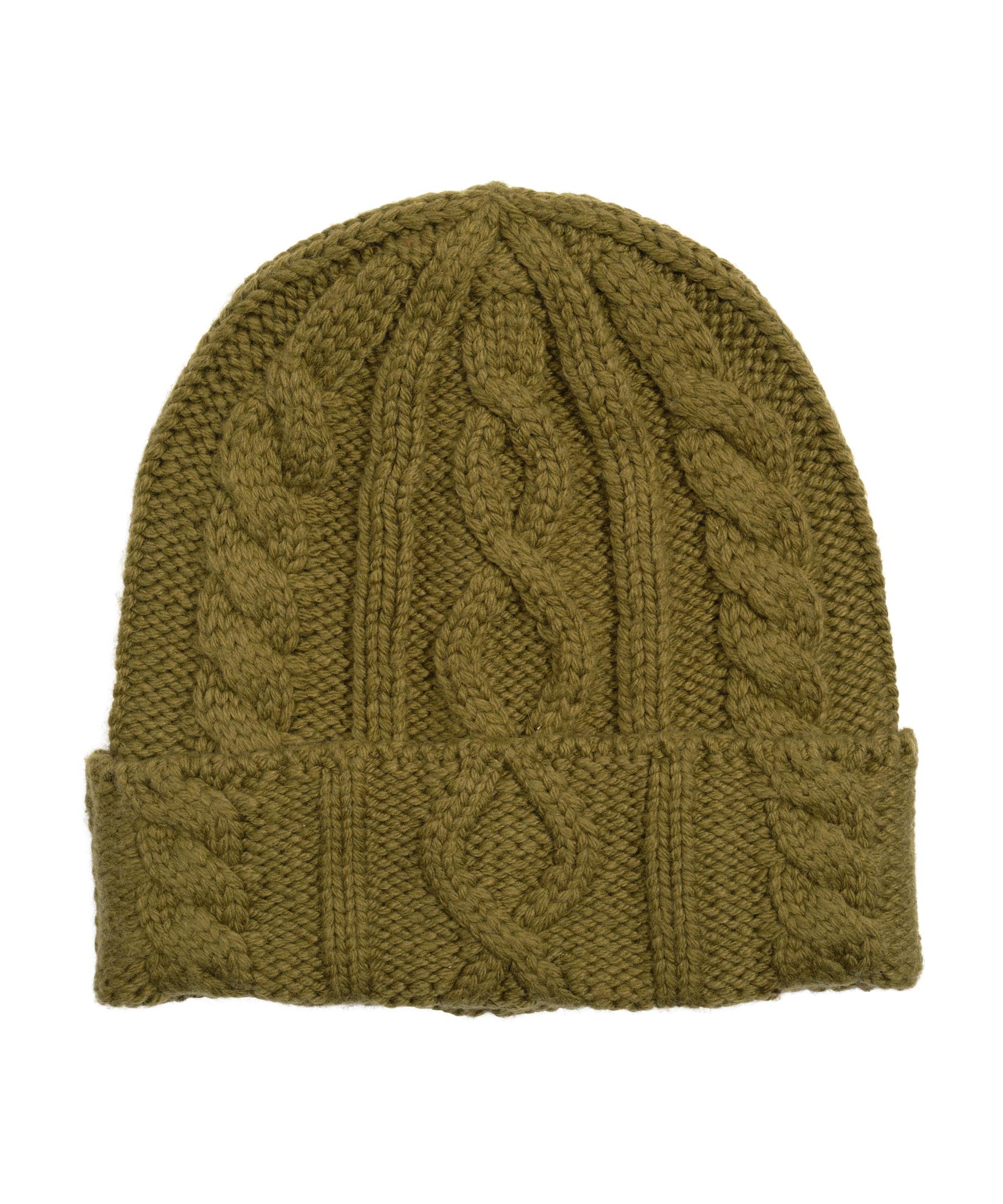 Mixed Cable Hat in color Olive