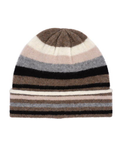 Striped Beanie in color Pebble