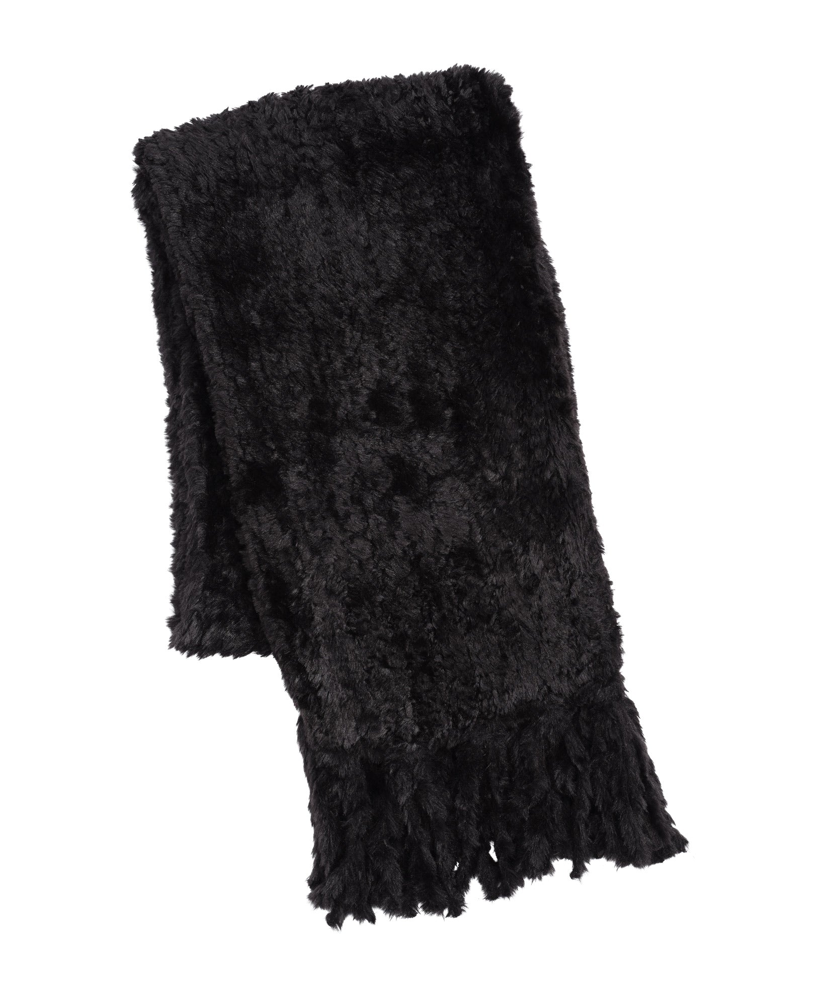 Plush Fur Scarf in color Black