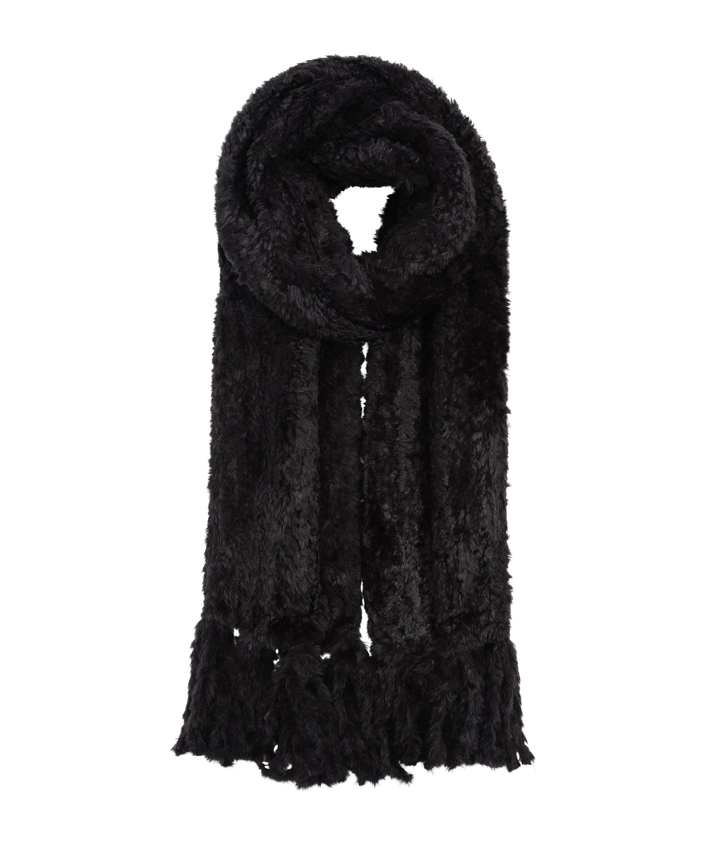 Plush Fur Scarf in color Black