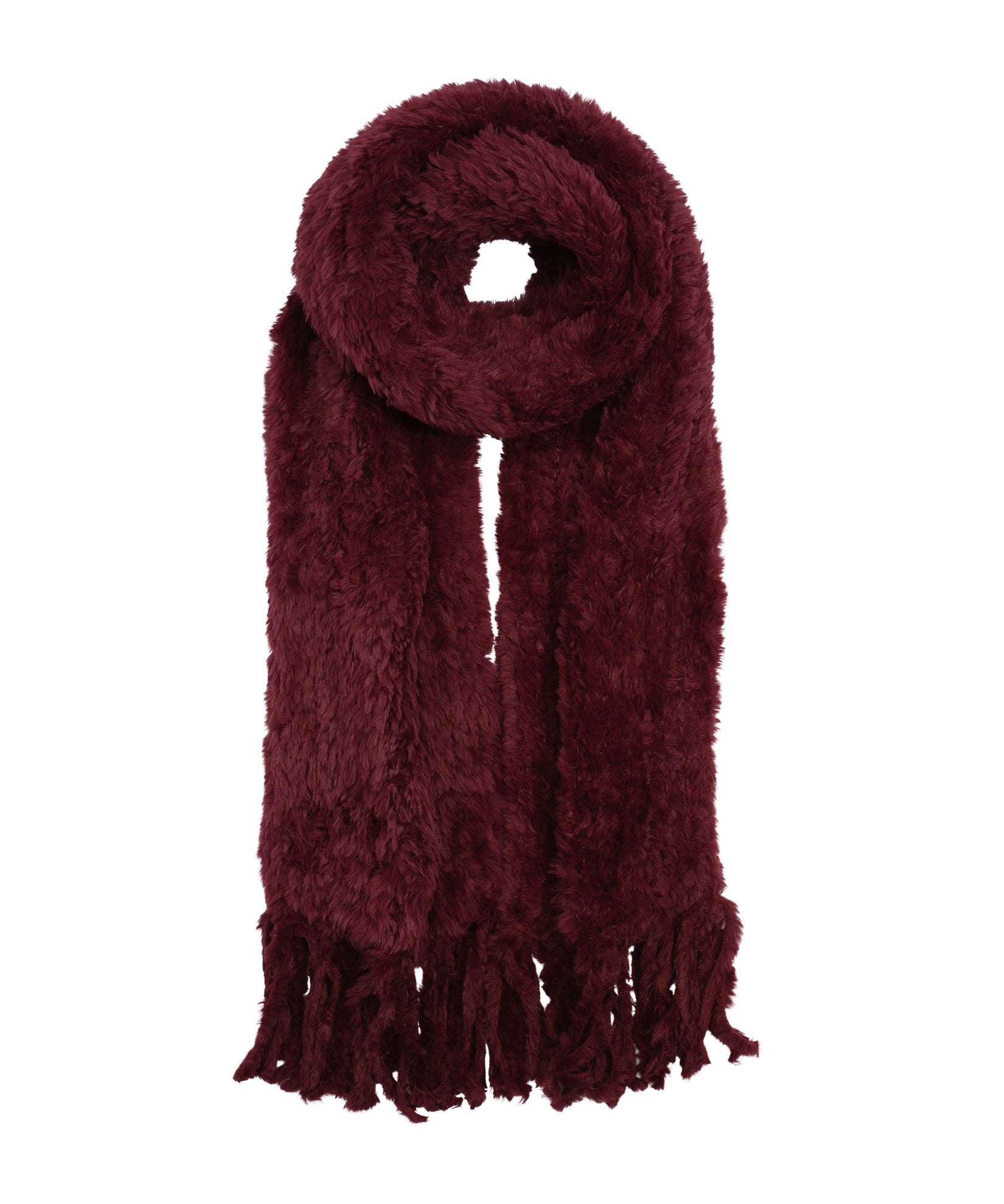 Plush Fur Scarf in color Wine