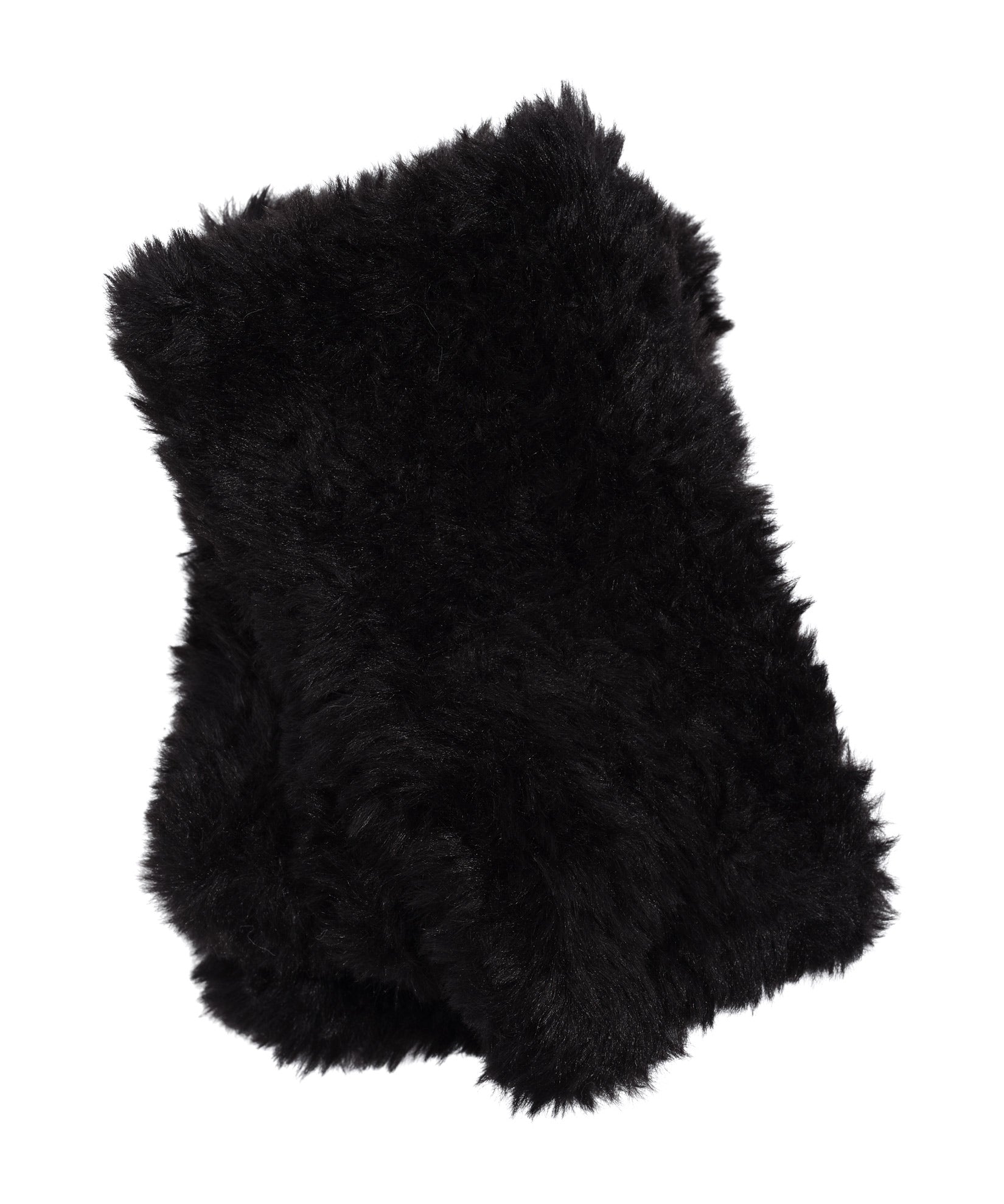 Plush Fur Fingerless Gloves in color Black