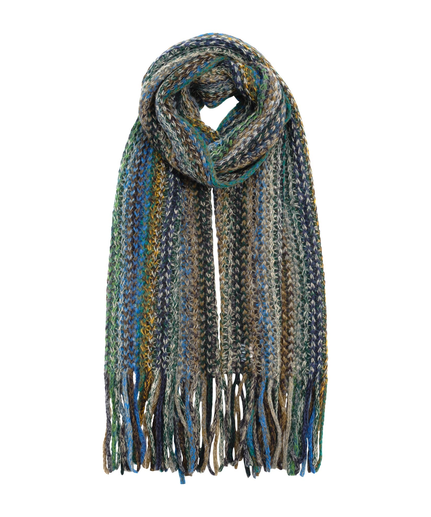 Ec0824 Microstripe Netting Stitch Scarf in color Blue Spruce