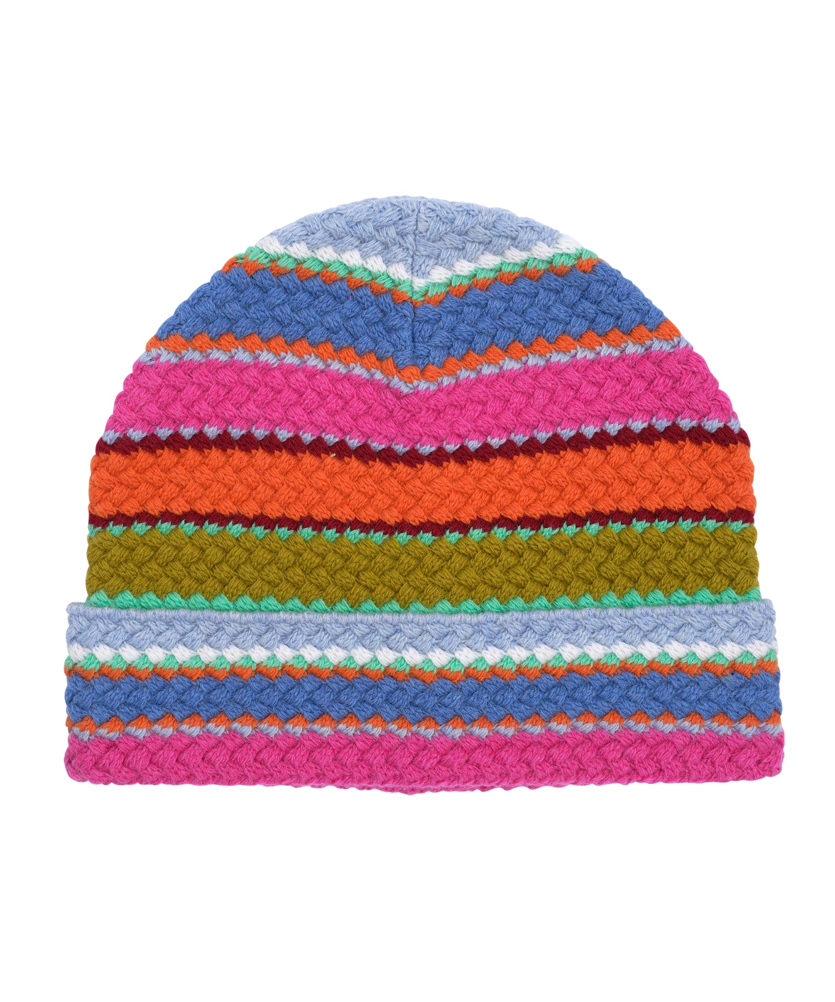 Stripe Basketweave Beanie in color Multi