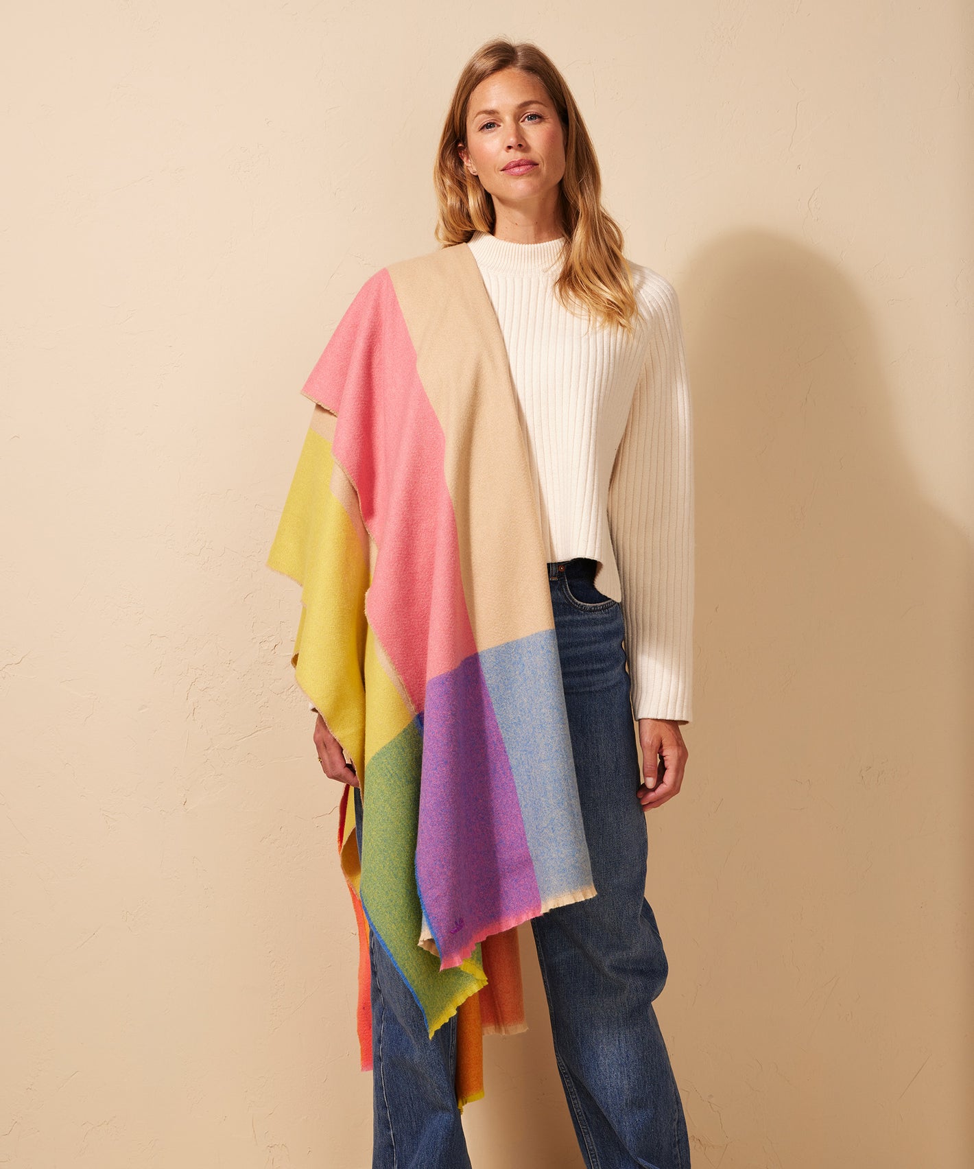 Colorblock Blanket Wrap in color Multi