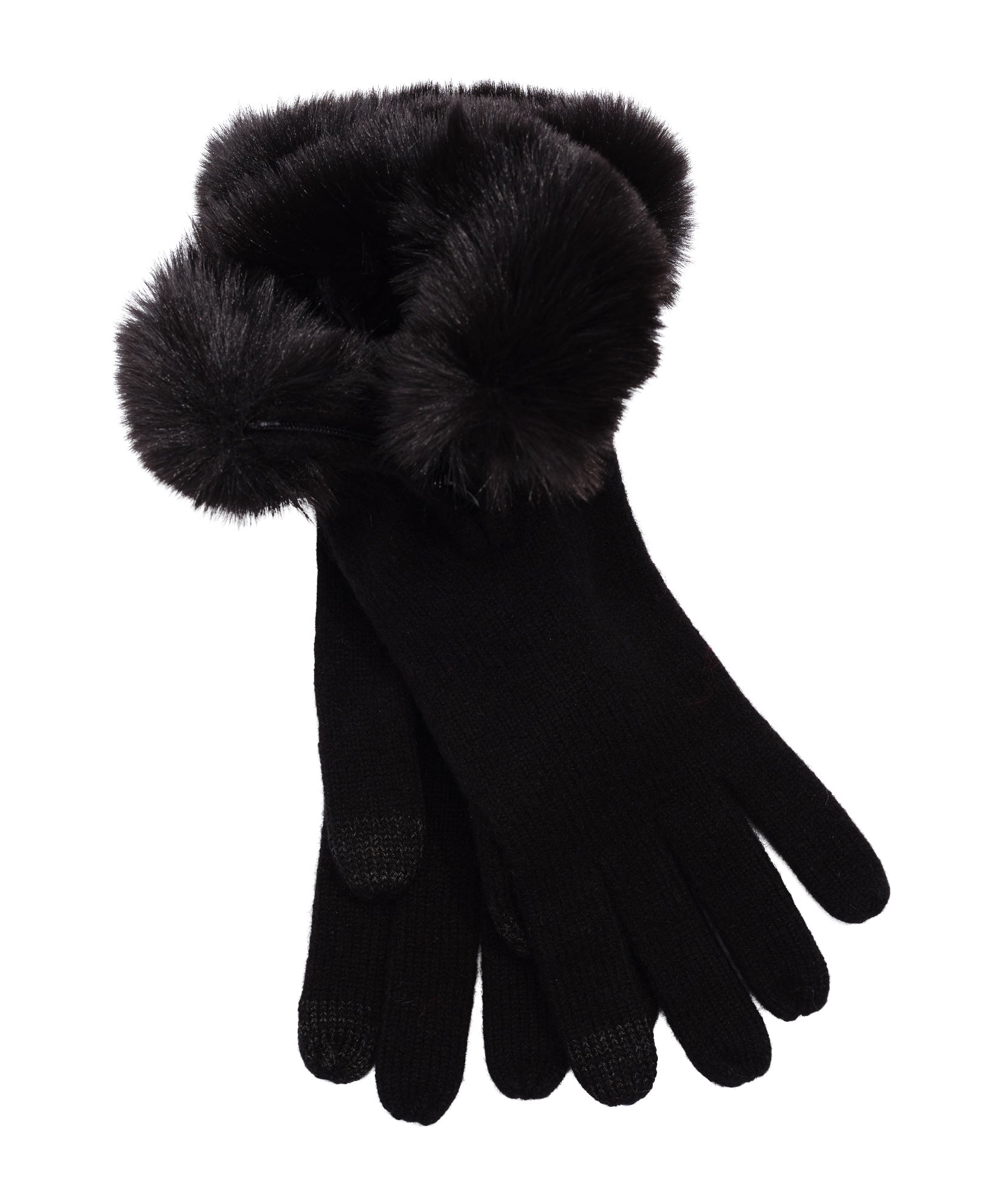 Wool/Cashmere Zip Glove in color Black