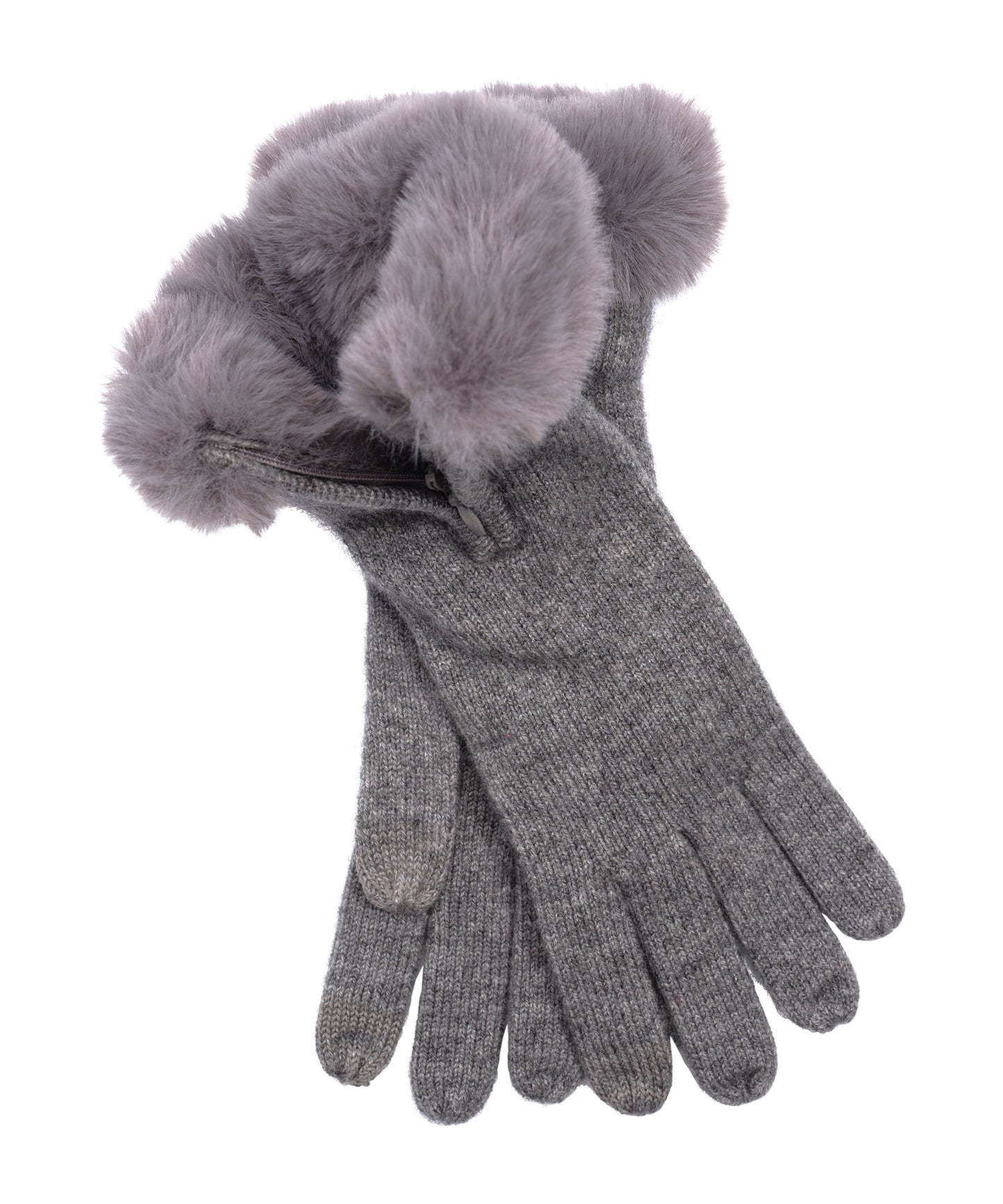 Wool/Cashmere Zip Glove in color Granite Heather