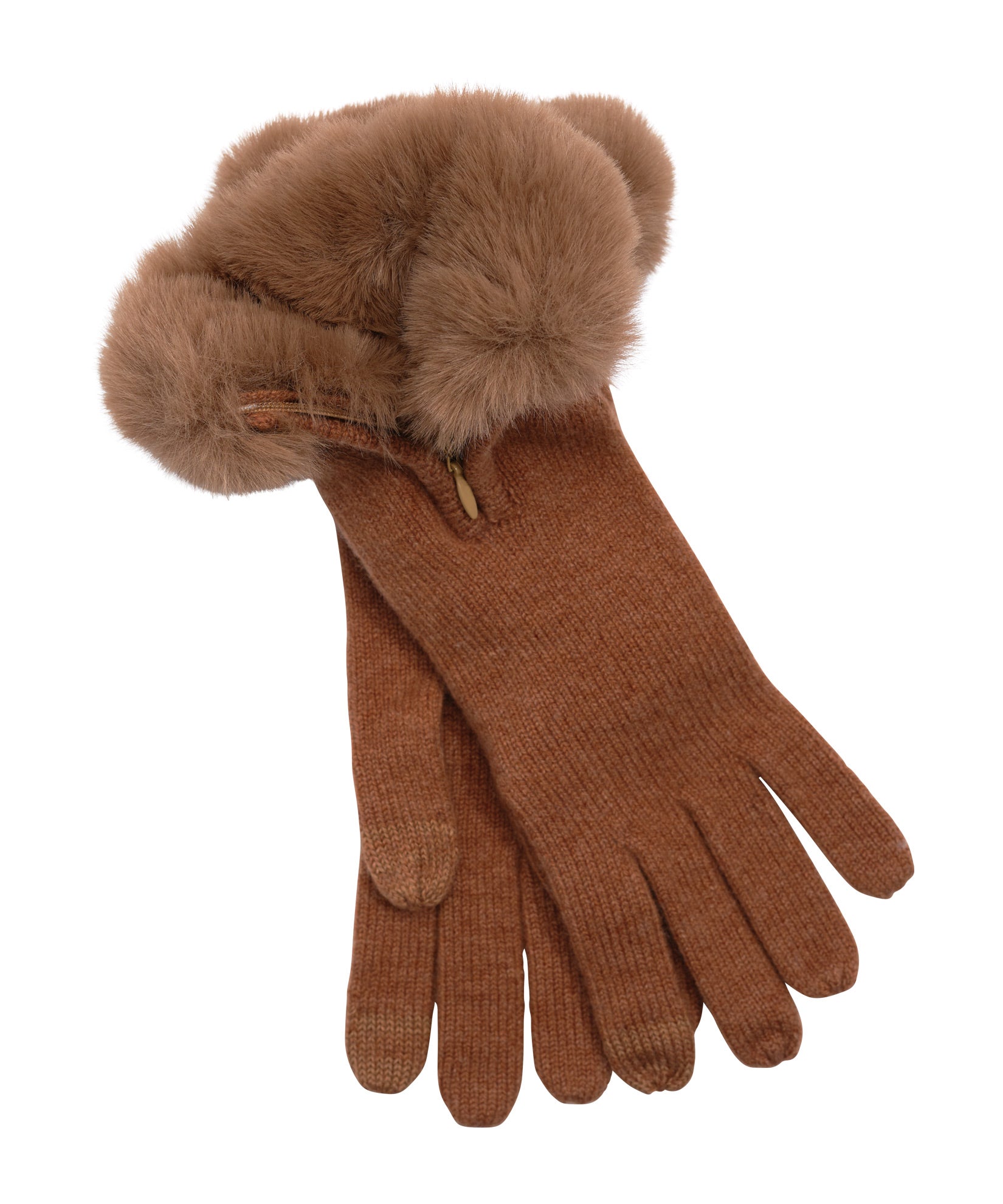 Wool/Cashmere Zip Glove in color Vicuna