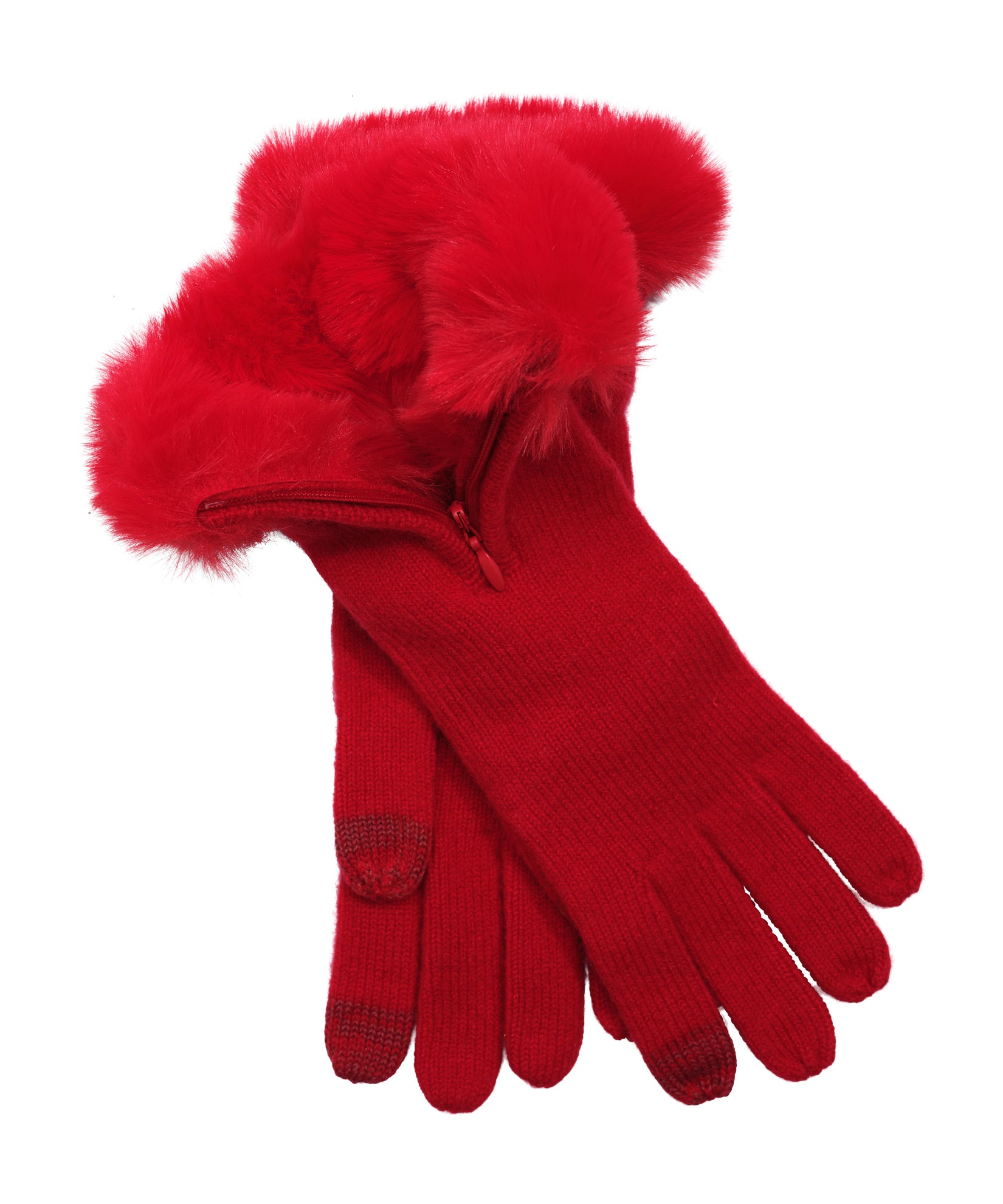 Wool/Cashmere Zip Glove in color Cherry