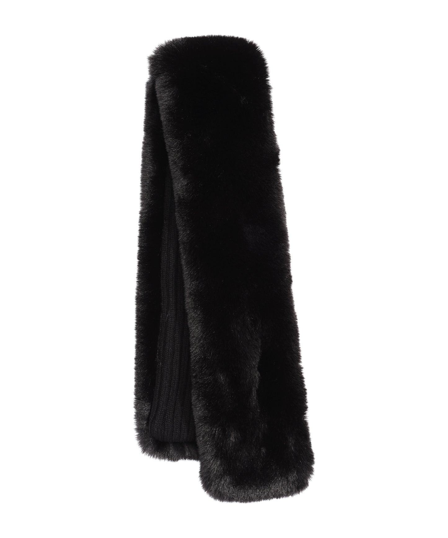 Faux Fur Pull Through With Knit Lining in color Black