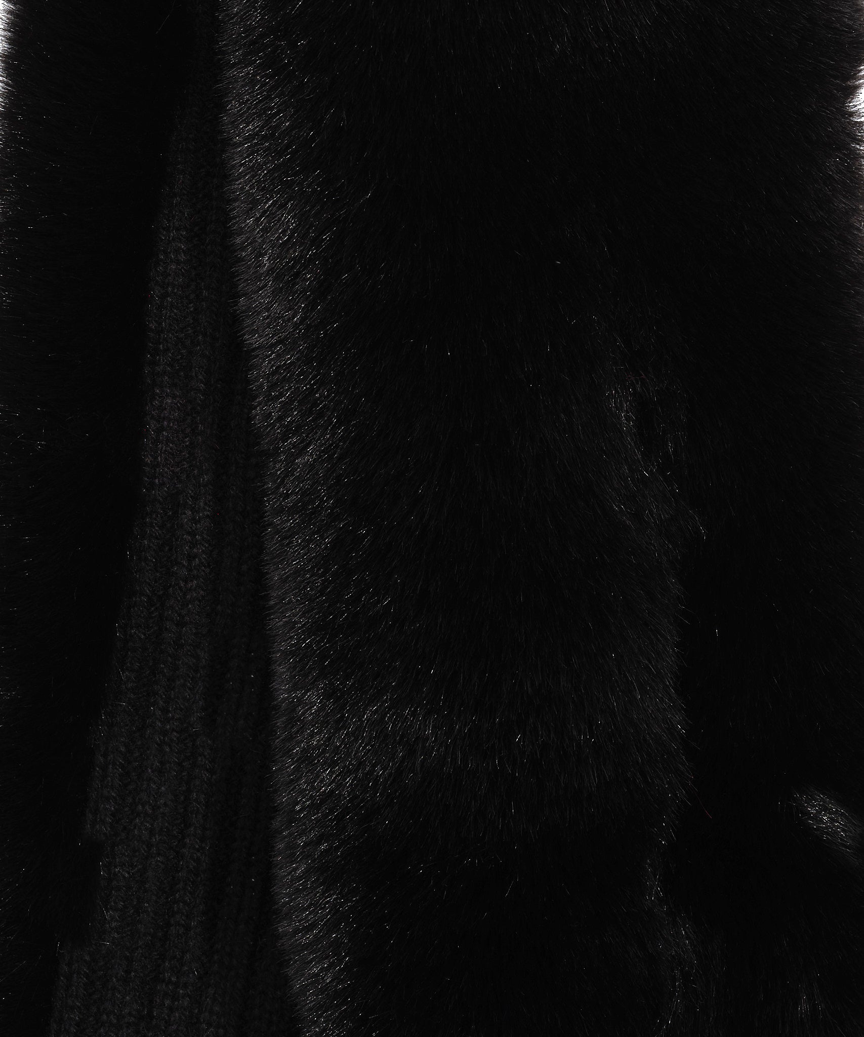 Faux Fur Pull Through With Knit Lining in color Black