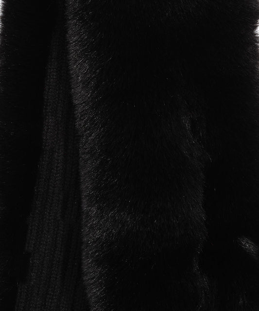 Faux Fur Pull Through With Knit Lining in color Black