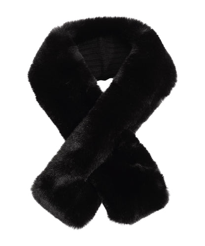 Faux Fur Pull Through With Knit Lining in color Black