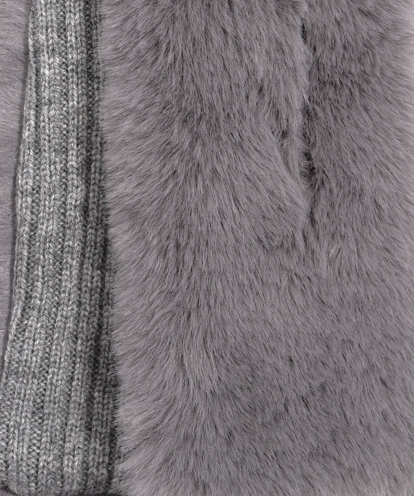 Faux Fur Pull Through With Knit Lining in color Granite Heather