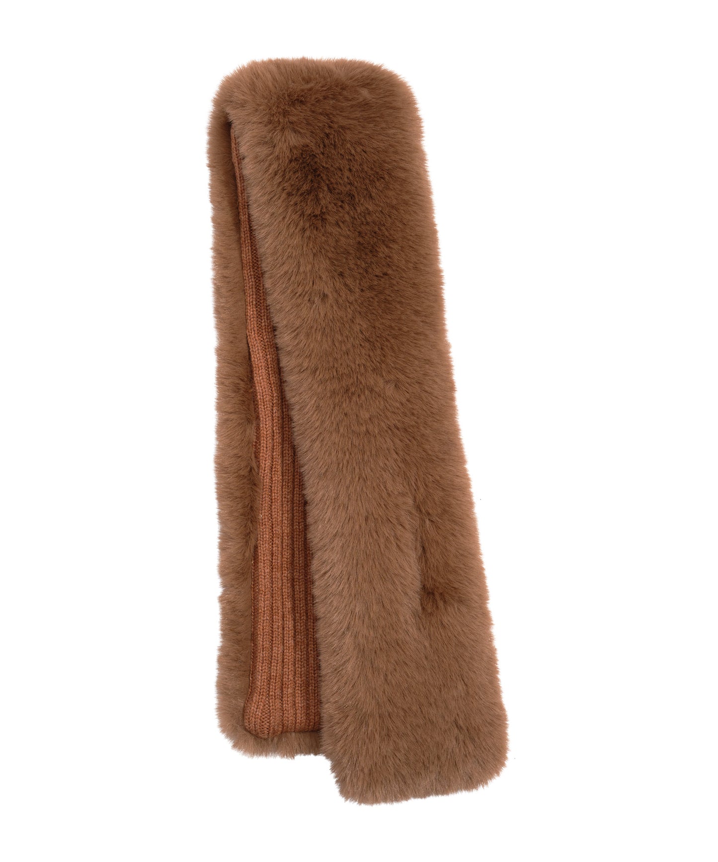 Faux Fur Pull Through With Knit Lining in color Vicuna