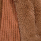 Faux Fur Pull Through With Knit Lining in color Vicuna