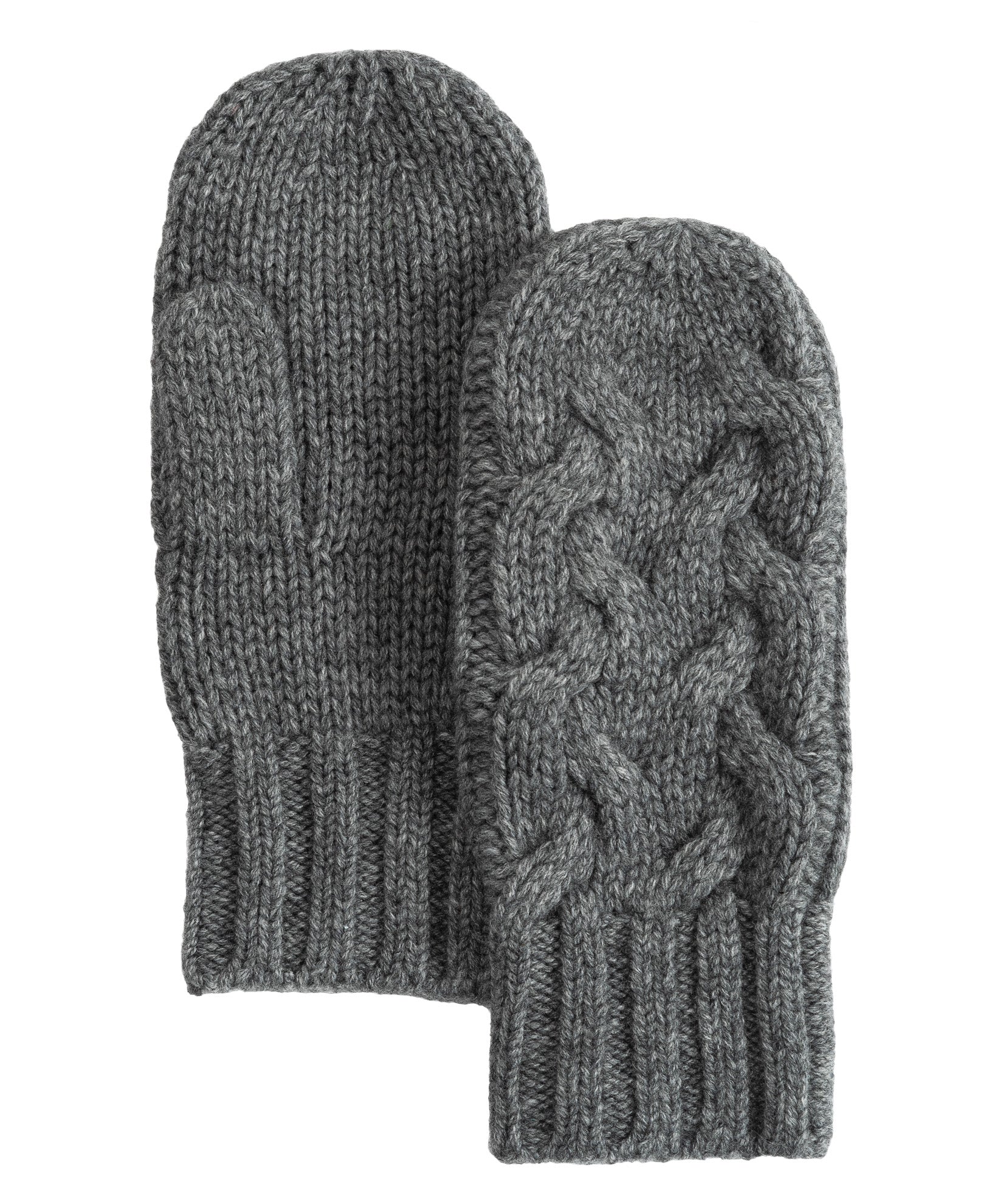 Park Cable Mitten in color dark grey