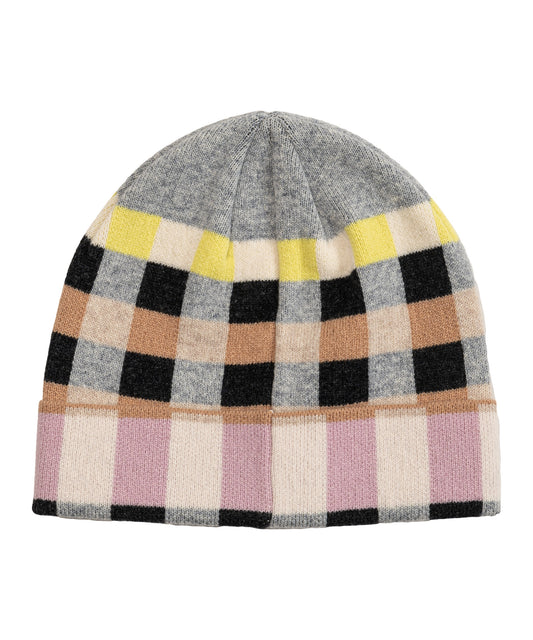 Merino Wool Geo Jacquard Beanie in color black