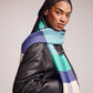 Oblong cubist plaid scarf in Ultramarine