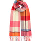 Oblong cubist plaid scarf in Black and Dahlia