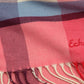 Oblong cubist plaid scarf in Black and Dahlia