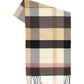 Oblong cubist plaid scarf in Black and Beige