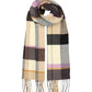 Oblong cubist plaid scarf in Black and Beige