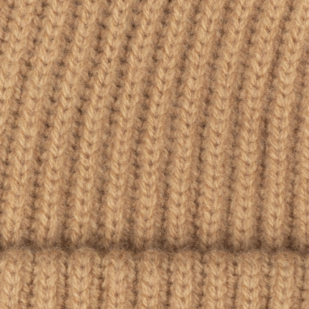 Wool Beanie in Camel Heather
