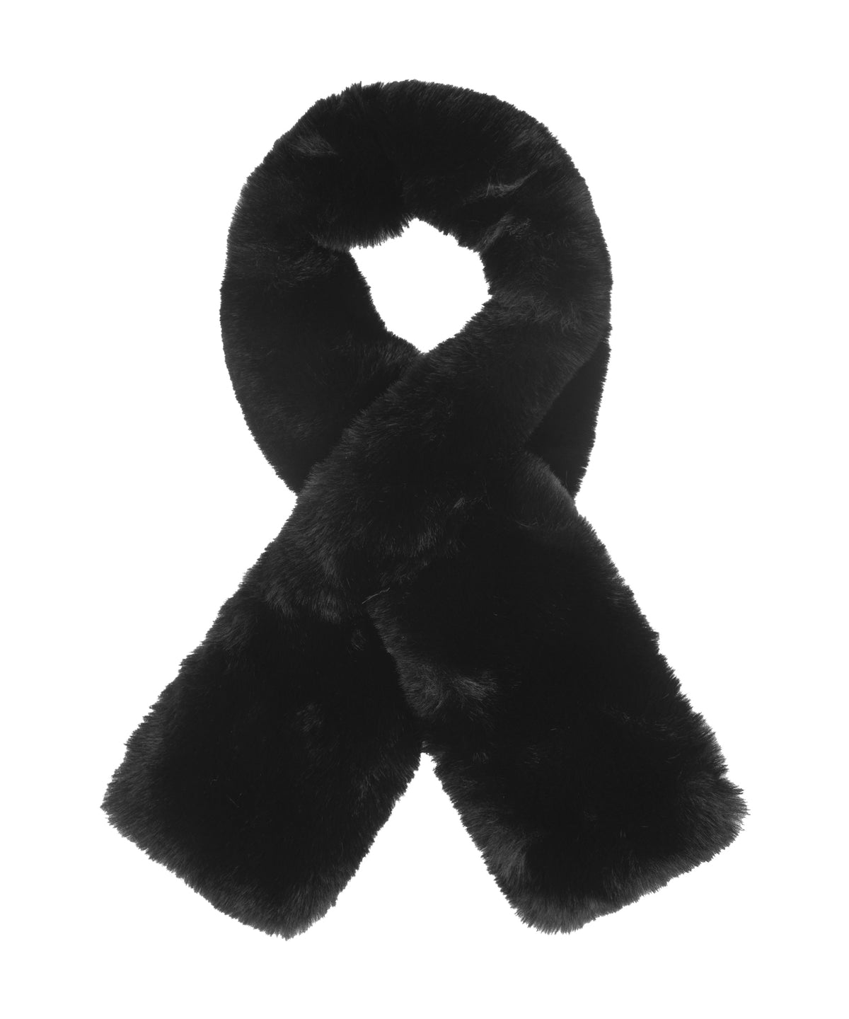 Faux Fur Pull Through Scarf in Black