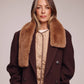 Faux Fur Pull Through Scarf in Camel Heather