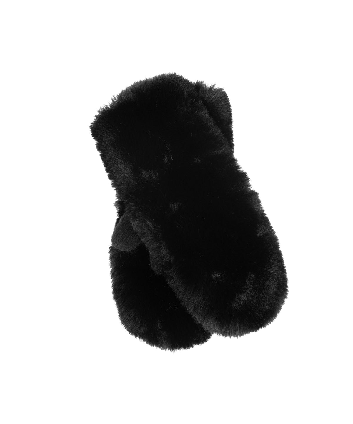 Faux Fur Mittens in Black