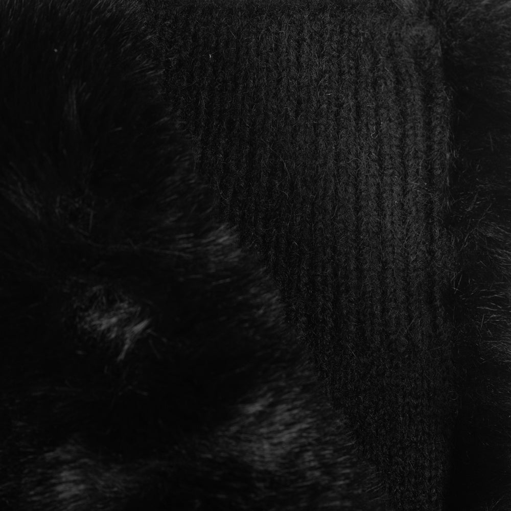 Faux Fur Mittens in Black