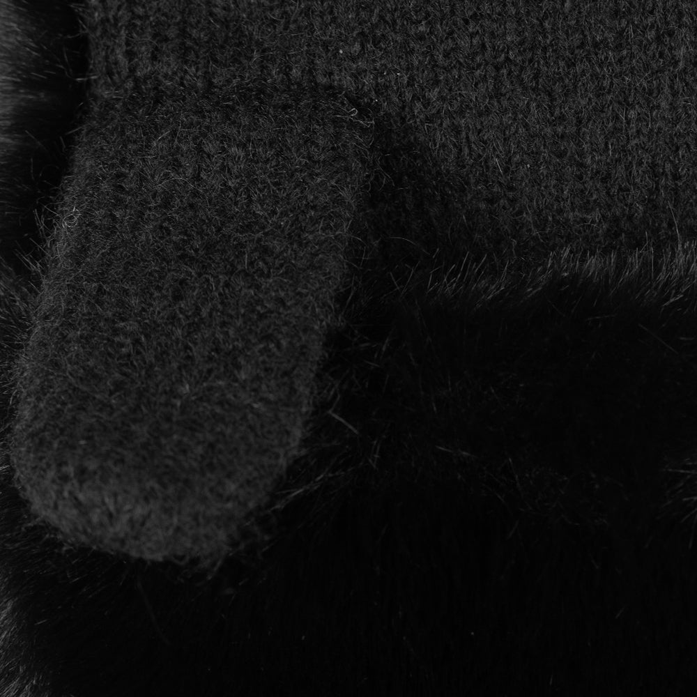 Faux Fur Mittens in Black