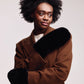 Faux Fur Mittens in Black