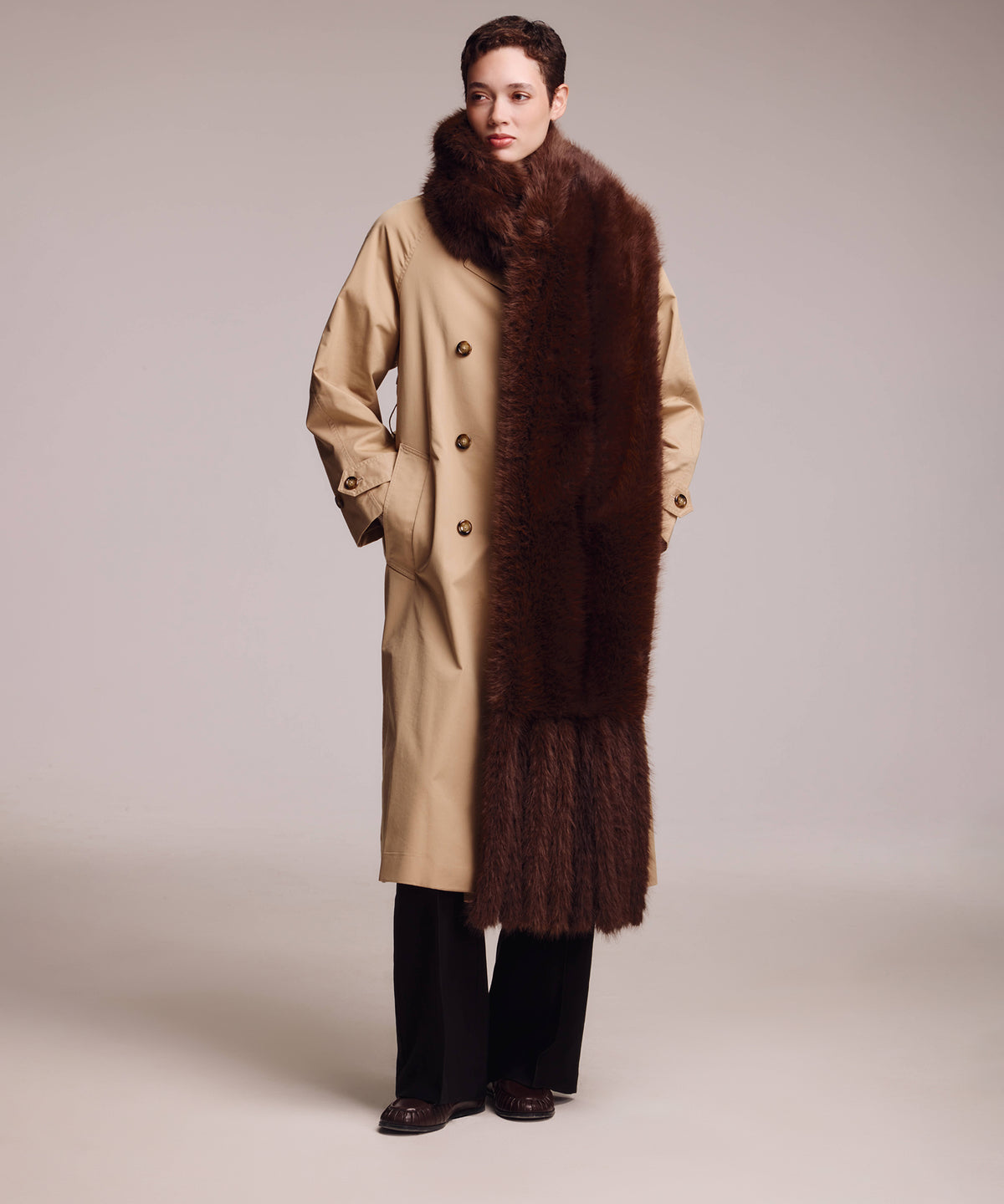 Faux Fur Oblong in Brown