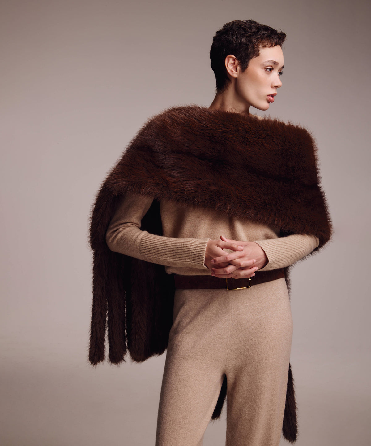 Faux Fur Oblong in Brown
