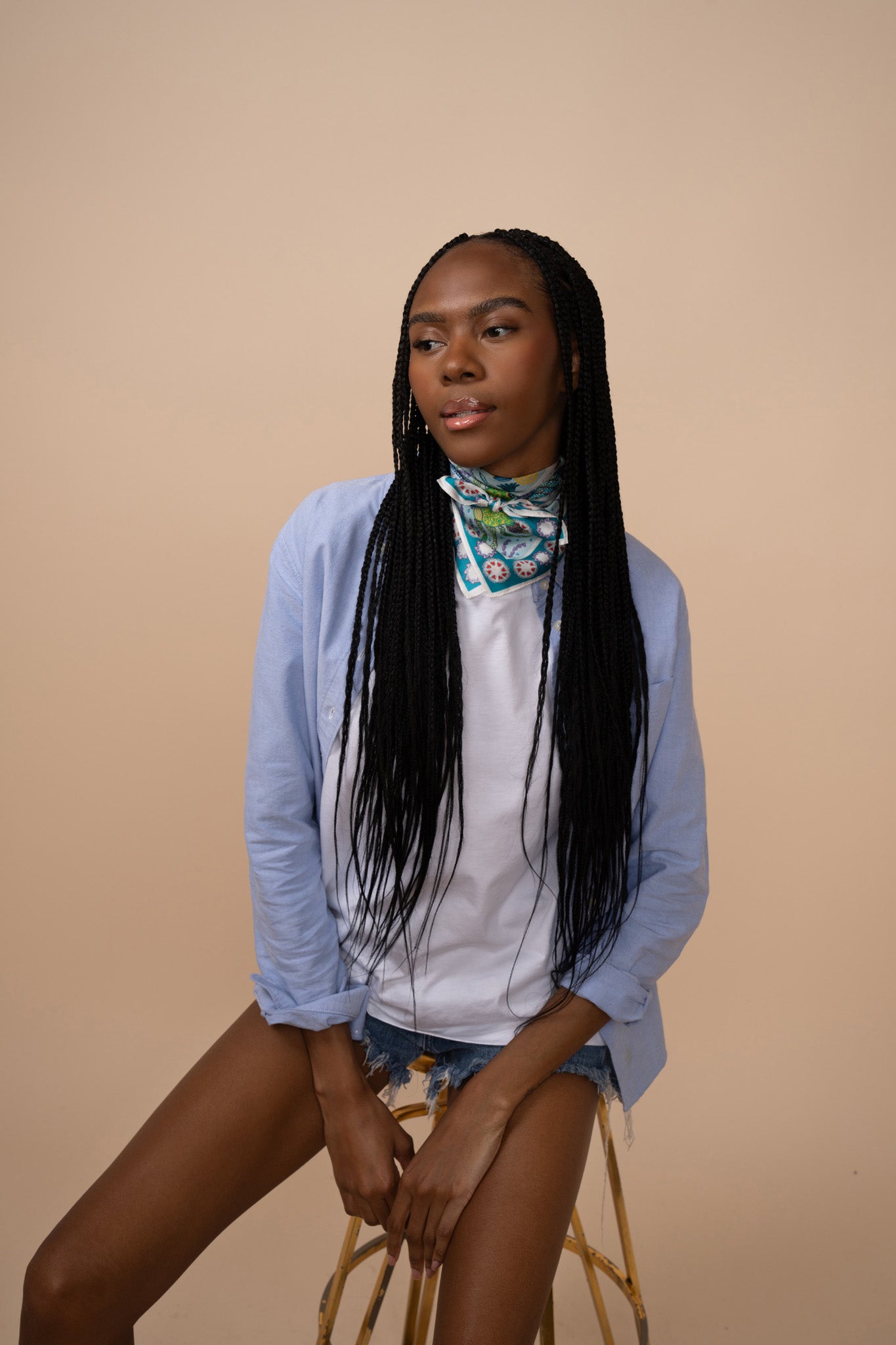 Crabby Silk Bandana in color turquoise