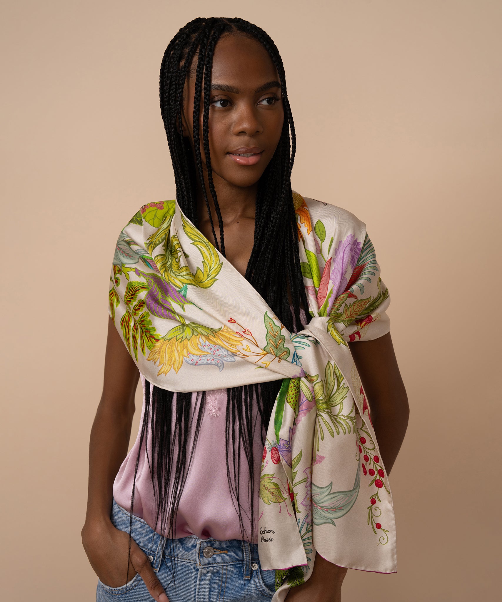 Oasis Silk Oblong Scarf in color cream