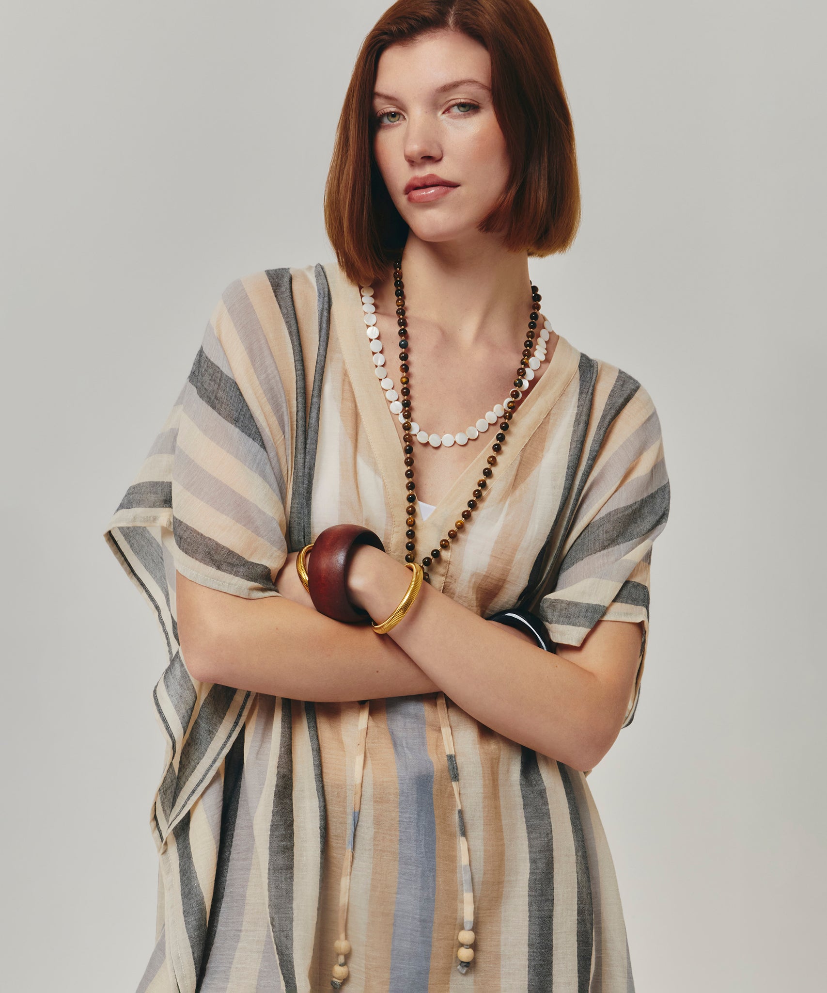 Cabana Stripe Caftan in color black