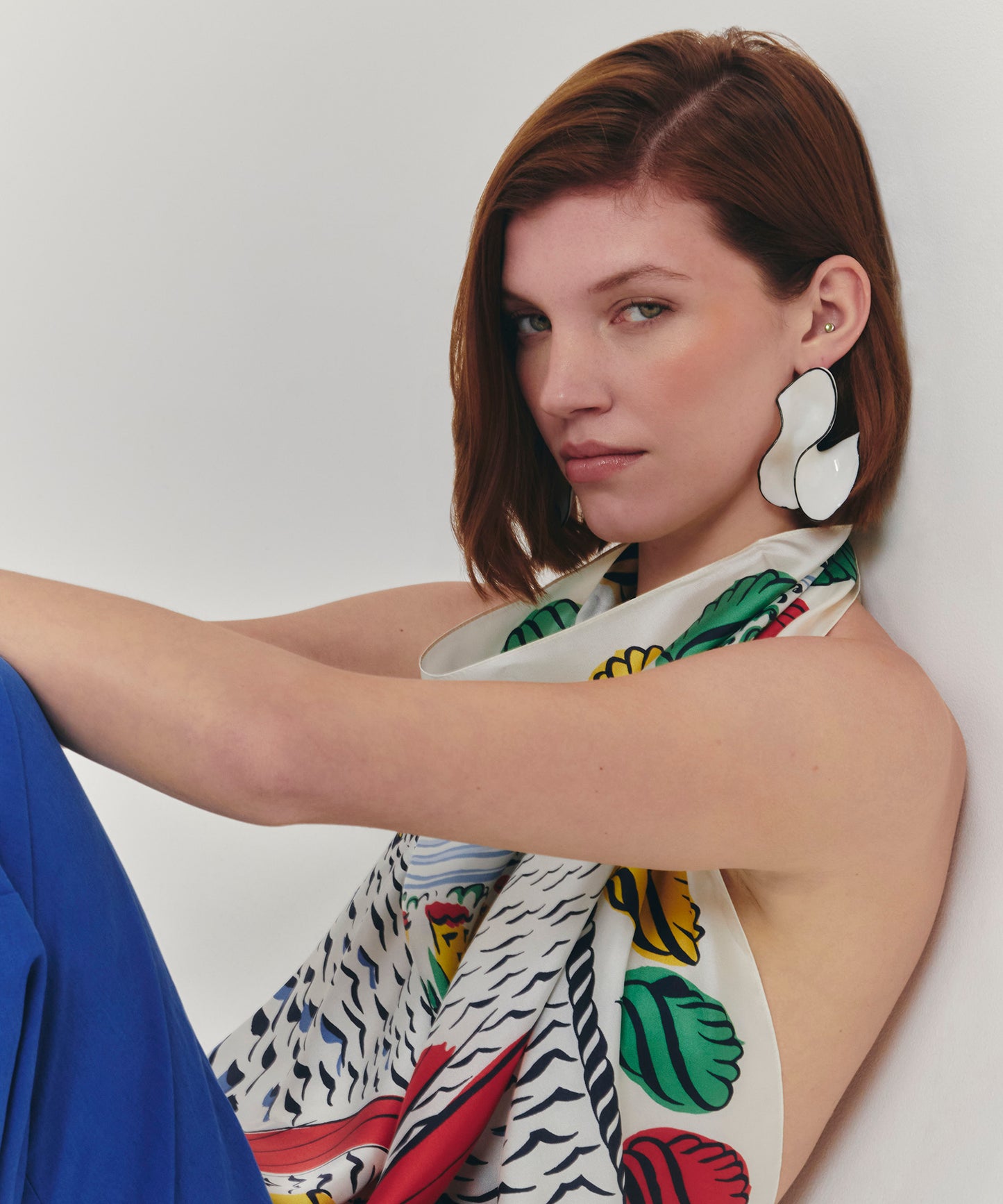 Sail Away 35" Silk Square Scarf in color multi