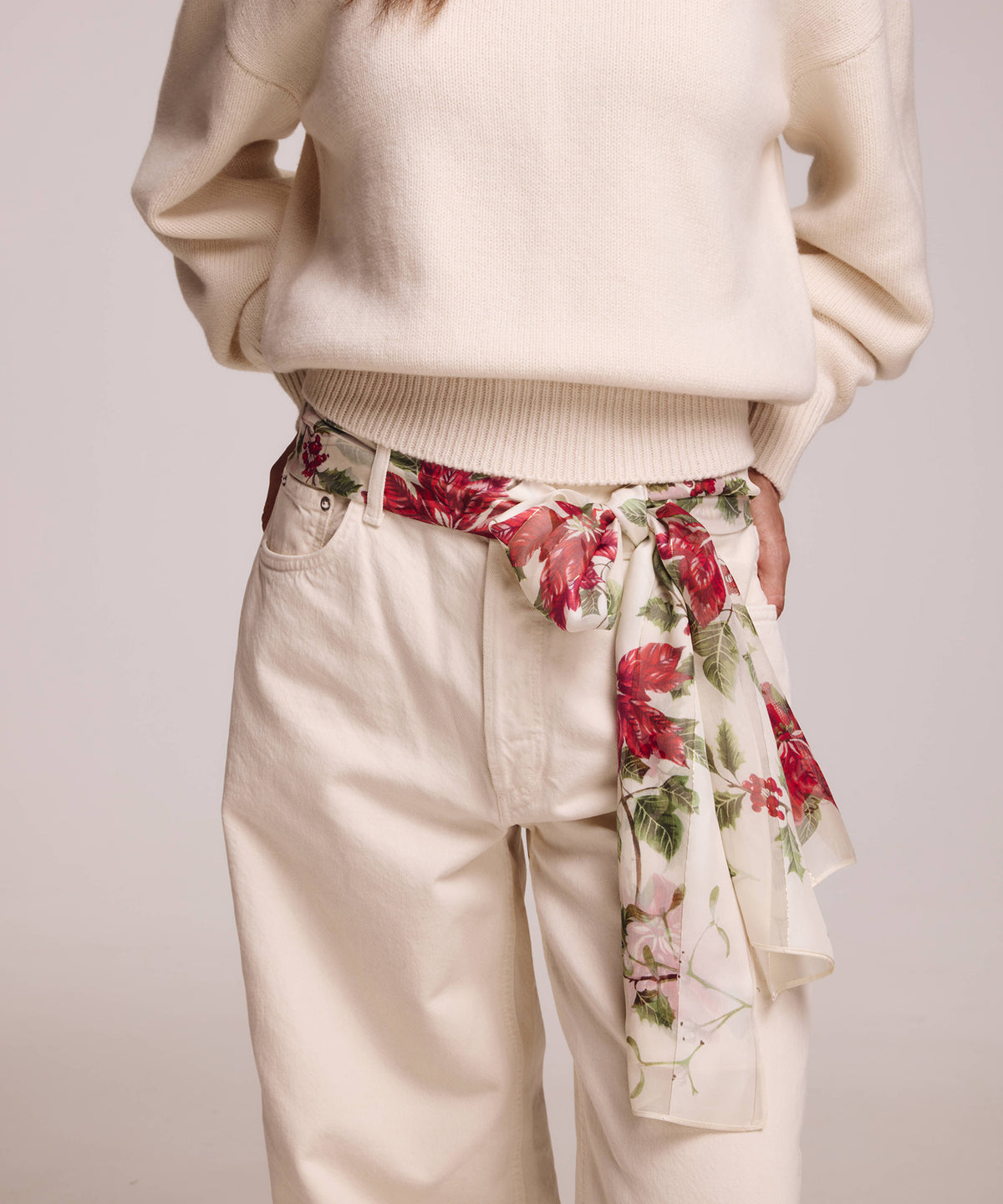 Poinsettia Scarf in Cream