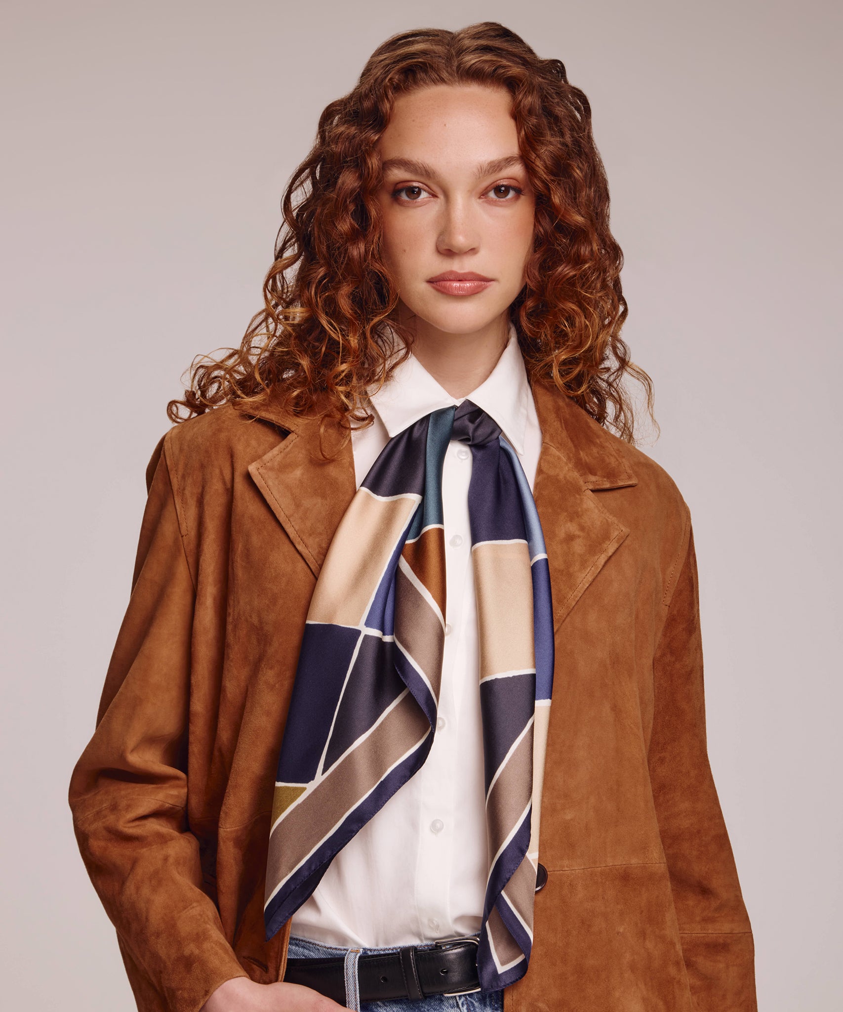 Geometric Silk Square in earth colors