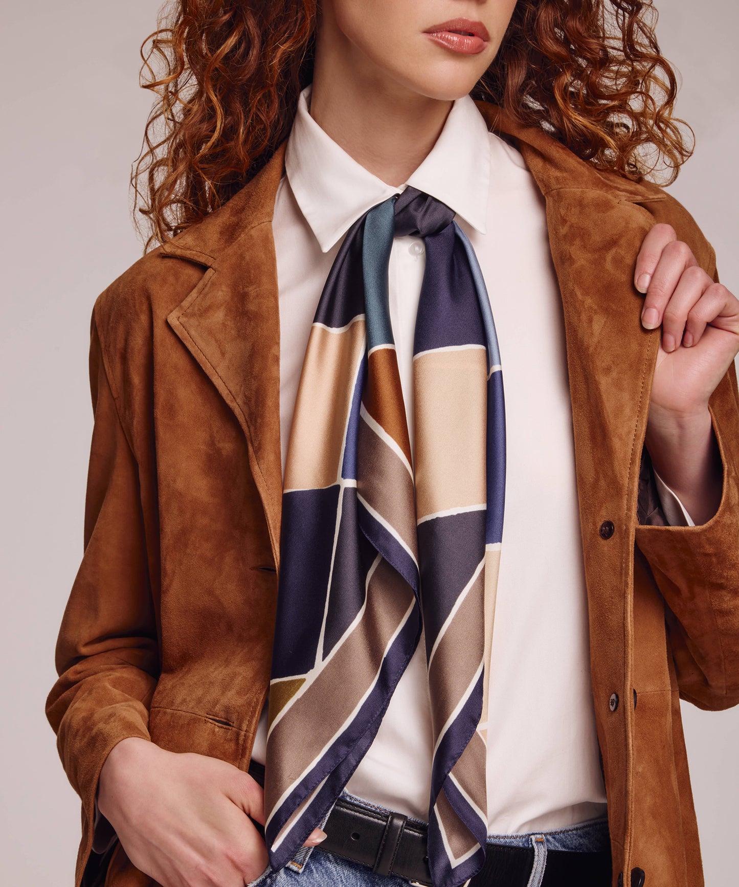 Geometric Silk Square in earth colors